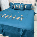 BLACK BEAUTY – SUPER KING 100% PURE COTTON 5-PIECE LUXURY EMBROIDERED BEDSHEET SET