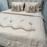 SUMMER DESINER KING SIZE COMFROTER SET WITH EMBROIDERY AND VELVET CUSIONS