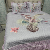 SUMMER DIGITAL PRINT KING SIZE QUILTED BEDCOVER WITH FRILL