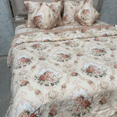 SUMER KING SIZE GLALCE COTTON 6 PCS REVERSIBLE COMFORTER SET WITH SUPER KING SIZE BEDHSEET