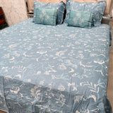 SUMMER PURE COTTON SUPER KING SIZE 5 PCS BEDSHEET SET WITH 2 VELVET CUSIONS