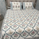 SUMMER JAIPURI STYLE MUL MUL SOFT COTTON QUILTED KING SIZE PURE SOFT COTTON BEDCOVER IN BLOCK PRINT