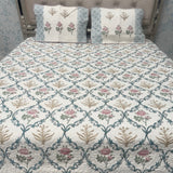 SUMMER JAIPURI STYLE MUL MUL SOFT COTTON QUILTED KING SIZE PURE SOFT COTTON BEDCOVER IN BLOCK PRINT