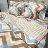 SUMMER GLACÉ COTTON QUEEN SIZE REVERSIBLE 6 PCS COMFORTER SET