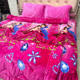 KIDS CHARACTER 4 PCS QUILT SET – DOUBLE/QUEEN BEDSHEET & SUPER WARM SINGLE QUILT, SOFT PREMIUM ANTI-SKID BEDDING