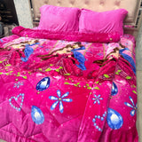 KIDS CHARACTER 4 PCS QUILT SET – DOUBLE/QUEEN BEDSHEET & SUPER WARM SINGLE QUILT, SOFT PREMIUM ANTI-SKID BEDDING