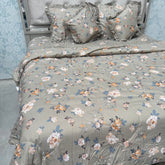 SUMMER KING SIZE GLACE COTTON 6 PCS REVERSIBLE COMFORTER SET WITH SUPER KING SOZE BEDSHEET