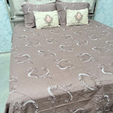 SUMMER PURE COTTON SUPER KING SIZE 5 PCS BEDSHEET SET WITH 2 VELVET CUSIONS
