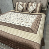 ROYAL LOOK SILK SATIN KING SIZE 5 PCS BEDCOVER SET WITH THREAD EMBROIDERY