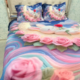 SUMMER 7D DIGITAL PRINT SUPER KING SIZE BEDHSEET SET