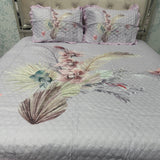 SUMMER DIGITAL PRINT KING SIZE QUILTED BEDCOVER WITH FRILL