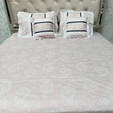 SUMMER DESINER PURE COTTON QUEEN SIZE 5 PCS FLAT BEDSHEET SET WITH CHICKEN KARI LASH