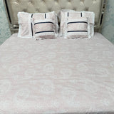 SUMMER DESINER PURE COTTON QUEEN SIZE 5 PCS FLAT BEDSHEET SET WITH CHICKEN KARI LASH