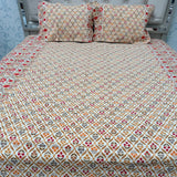 SUMMER JAIPURI PRINT PURE COTTON QUEEN SIZE BEDSHEET SET