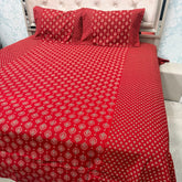JAIPURI PRINT PURE COTTON TRADITIONAL FLAT SUPER KING BEDSHEET SET