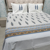 JAIPURI STYLE PRINT PREMIUM PURE COTTON SUPER KING SIZE BEDSHEET SET