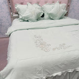 ROYAL LOOK KING SIZE TO SUPER KING SIZE 6 PCS BEDCOVER WITH FRILL AND EMBROIDERED COMFRTER