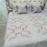ELEGANT QUILTED DESINER BEDCOVER SET WITH EMBROIDERY FIT ON QUEEN SIZE AND KING SIZE