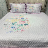 SUMMER DIGITAL PRINT 3 PCS KING SIZE BEDCOVER SET WITH FRILL