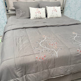 SUMMER DESINER ROYAL LOOK 6 PCS BEDCOVER SET WITH COMFORTER AND EMBROIDERY