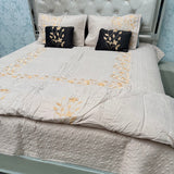 DESIGNER LUXURY 6-PIECE QUILTED BEDCOVER SET – QUEEN TO KING SIZE WITH EMBROIDERED COMFORTER & VELVET CUSHIONS