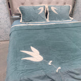 WINTER LUXURIOUS EMBROIDERY REVERSIBLE DUVET COVER SET ( 4 PCS ) KING SIZE BEDHSEET FIT ON SUPER KING AS WELL