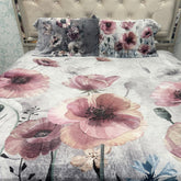 ROYAL WINTER DIGITAL PRINT KING SIZE FLAT BEDSHEET SET – 3 PCS ANTI-SKID BEDDING
