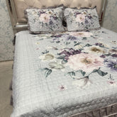 SUMMER DIGITAL PRINT KING SIZE QUILTED BEDCOVER WOTH FRILL