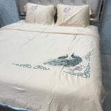 MONTE CARLO PEACOCK DESIGN 4 PCS QUEEN SIZE COMFORTER SET