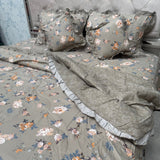 SUMMER KING SIZE GLACE COTTON 6 PCS REVERSIBLE COMFORTER SET WITH SUPER KING SOZE BEDSHEET