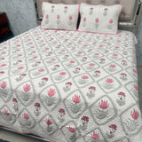SUMMER JAIPURI STYLE MUL MUL SOFT COTTON QUILTED KING SIZE PURE SOFT COTTON BEDCOVER IN BLOCK PRINT