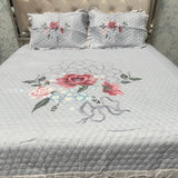 SUMMER DIGITAL PRINT KING SIZE QUILTED BEDCOVER WITH FRILL