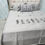 BLACK BEAUTY – SUPER KING 100% PURE COTTON 5-PIECE LUXURY EMBROIDERED BEDSHEET SET
