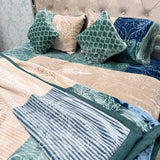 10-PIECE LUXURY QUEEN SIZE DESIGNER BLANKET SET – KING SIZE | FRINGED BEDDING SET WITH FLOOR MATS & MATCHING SLIPPERS
