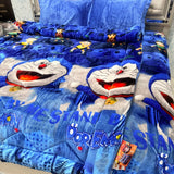 KIDS CHARACTER 4 PCS QUILT SET – DOUBLE/QUEEN BEDSHEET & SUPER WARM SINGLE QUILT, SOFT PREMIUM ANTI-SKID BEDDING