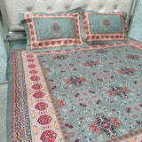 SUMMER DESINER PREMIUM SUPER KING SIZE BEDSHEET SET IN PURE COTTON