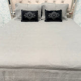 SUMMER DESINER SUPER KING SIZE QUILTED BEDCOVER WITH 2 VELVET EMBROIDERED CUSIONS
