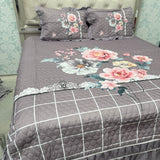 SUMMER DIGITAL PRINT KING SIZE QUILTED BEDCOVER WITH FRILL
