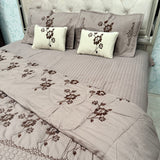 DESIGNER LUXURY 6-PIECE QUILTED BEDCOVER SET – QUEEN TO KING SIZE WITH EMBROIDERED COMFORTER & VELVET CUSHIONS
