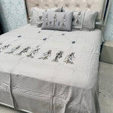 BLACK BEAUTY – SUPER KING 100% PURE COTTON 5-PIECE LUXURY EMBROIDERED BEDSHEET SET