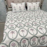 SUMMER JAIPURI STYLE MUL MUL SOFT COTTON QUILTED KING SIZE PURE SOFT COTTON BEDCOVER IN BLOCK PRINT