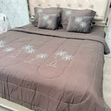 SUMMER DESINER KING SIZE COMFORTER SET WITH EMBROIDERY AND VELVET CUSIONS