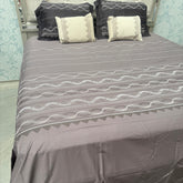 SUMMER PURE COTTON SUPER KING SIZE 5 PCS BEDSHEET SET WITH 2 VELVET CUSIONS