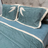 WINTER LUXURIOUS EMBROIDERY REVERSIBLE DUVET COVER SET ( 4 PCS ) KING SIZE BEDHSEET FIT ON SUPER KING AS WELL