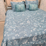 SUMMER PURE COTTON SUPER KING SIZE 5 PCS BEDSHEET SET WITH 2 VELVET CUSIONS