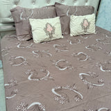 SUMMER PURE COTTON SUPER KING SIZE 5 PCS BEDSHEET SET WITH 2 VELVET CUSIONS