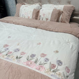 DESIGNER QUEEN TO KING SIZE QUILT SET – FULL EMBROIDERY WARM QUILT, BEDSHEET, PILLOW COVERS & CUSHIONS LUXURY BEDDING SET