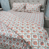 JAIPURI PRINTS PURE COTTON VINTAGE FLORAL COMFORTER SET – KING TO SUPER KING