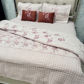 DESIGNER LUXURY 6-PIECE QUILTED BEDCOVER SET – QUEEN TO KING SIZE WITH EMBROIDERED COMFORTER & VELVET CUSHIONS