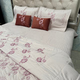DESIGNER LUXURY 6-PIECE QUILTED BEDCOVER SET – QUEEN TO KING SIZE WITH EMBROIDERED COMFORTER & VELVET CUSHIONS